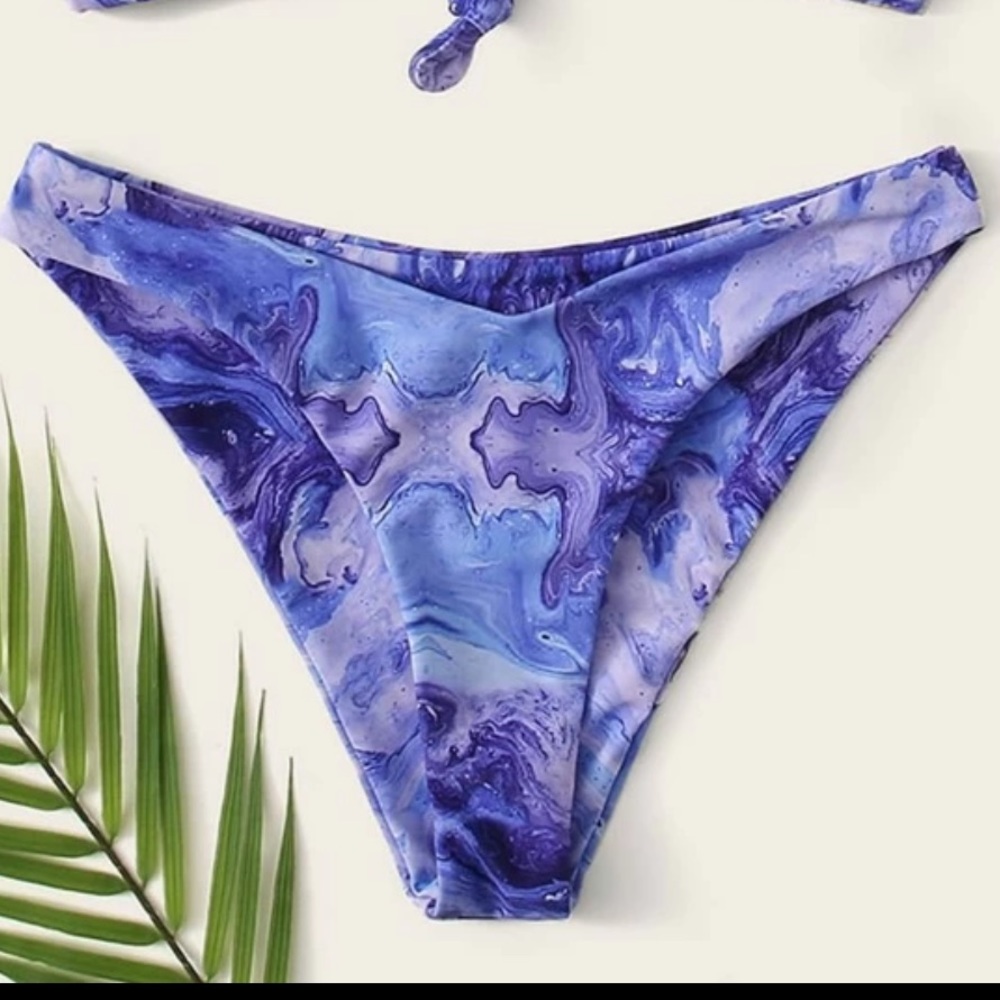 shein purple marble swim bottoms